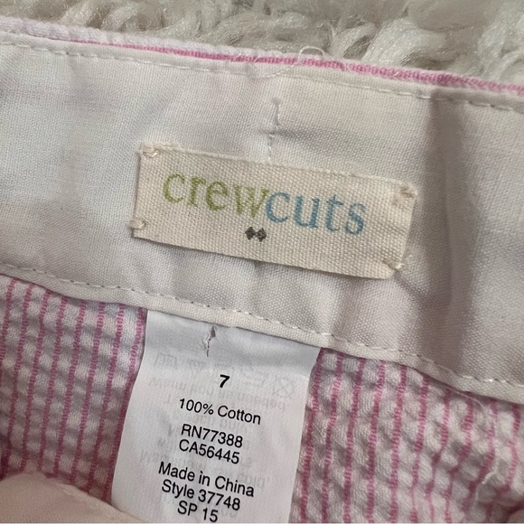 Crewcuts J.Crew Pink and White Bow Striped Shorts Size 7 - Picture 4 of 8